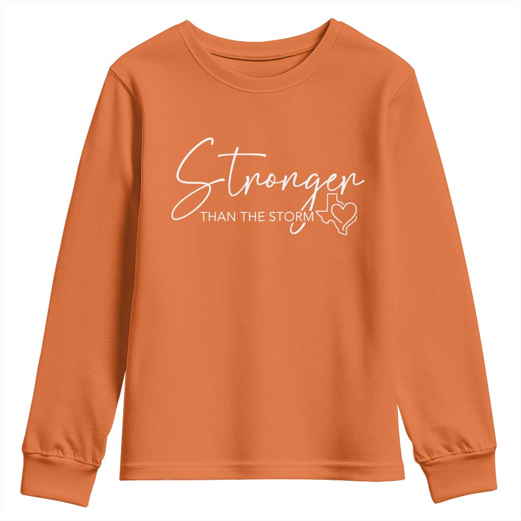 Strong Texas Flood Disaster Relief Youth Sweatshirt Hill Country Flooding Survivor Texan - Wonder Print Shop