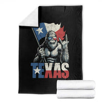 Bigfoot Texas Throw Blanket Sasquatch Loves Rock On Hand Texan Texas Flag - Wonder Print Shop