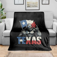 Bigfoot Texas Throw Blanket Sasquatch Loves Rock On Hand Texan Texas Flag - Wonder Print Shop