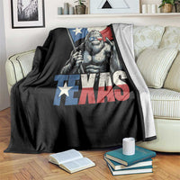 Bigfoot Texas Throw Blanket Sasquatch Loves Rock On Hand Texan Texas Flag - Wonder Print Shop