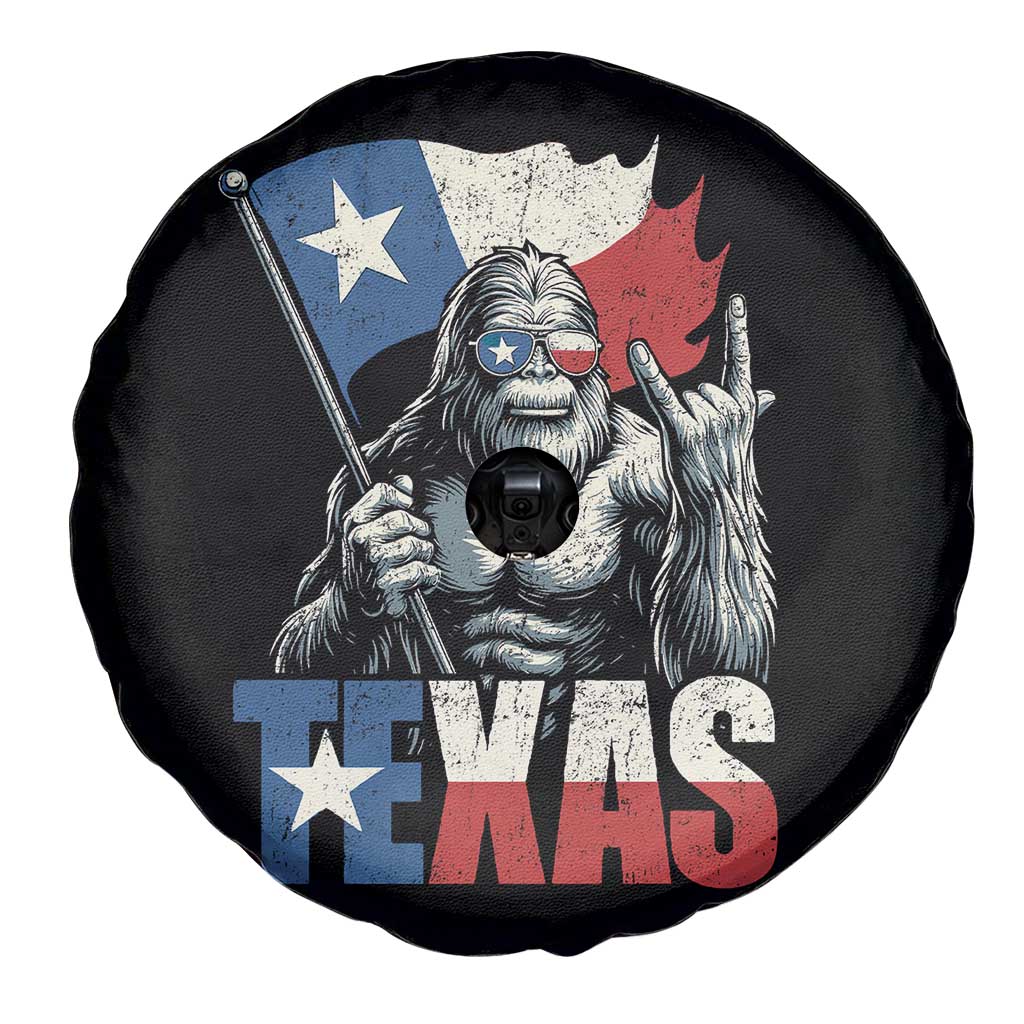 Bigfoot Texas Spare Tire Cover Sasquatch Loves Rock On Hand Texan Texas Flag - Wonder Print Shop