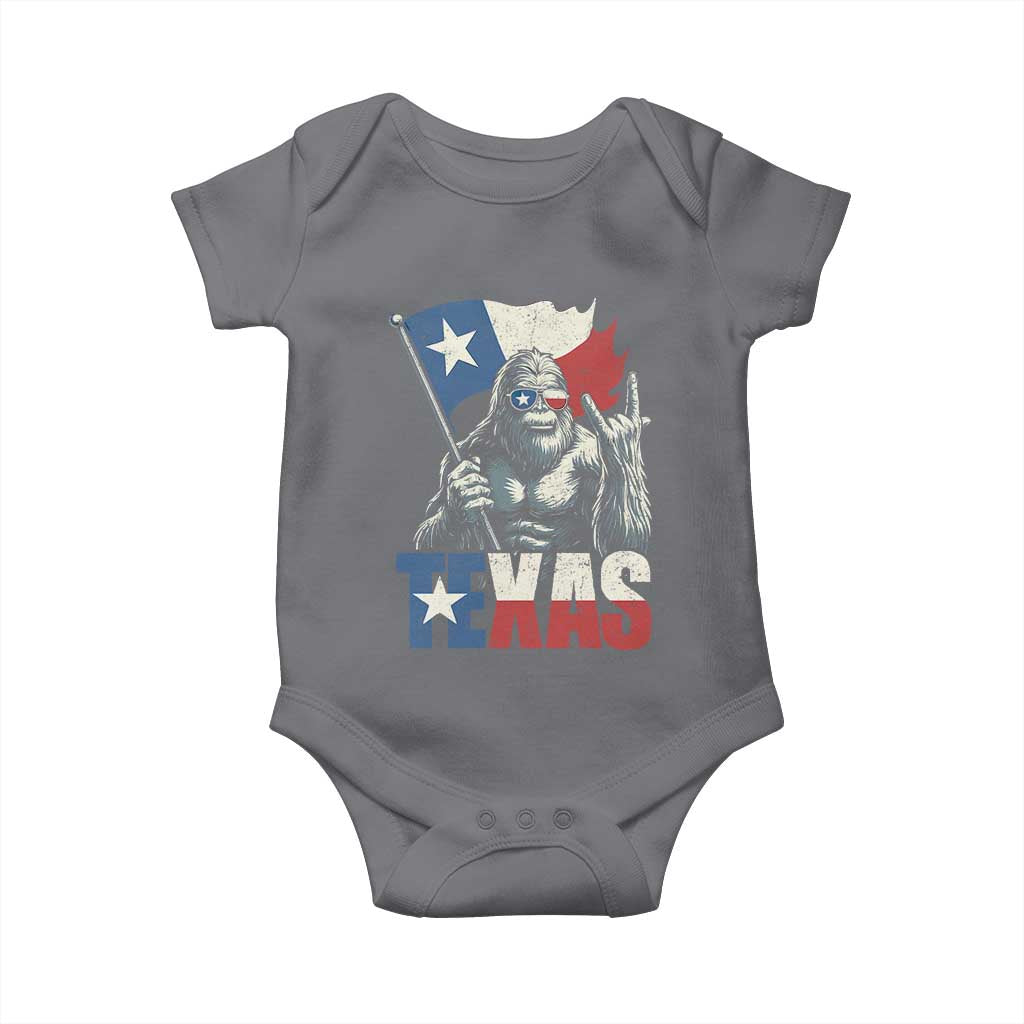 Bigfoot Texas Baby Onesie Sasquatch Loves Rock On Hand Texan Texas Flag - Wonder Print Shop