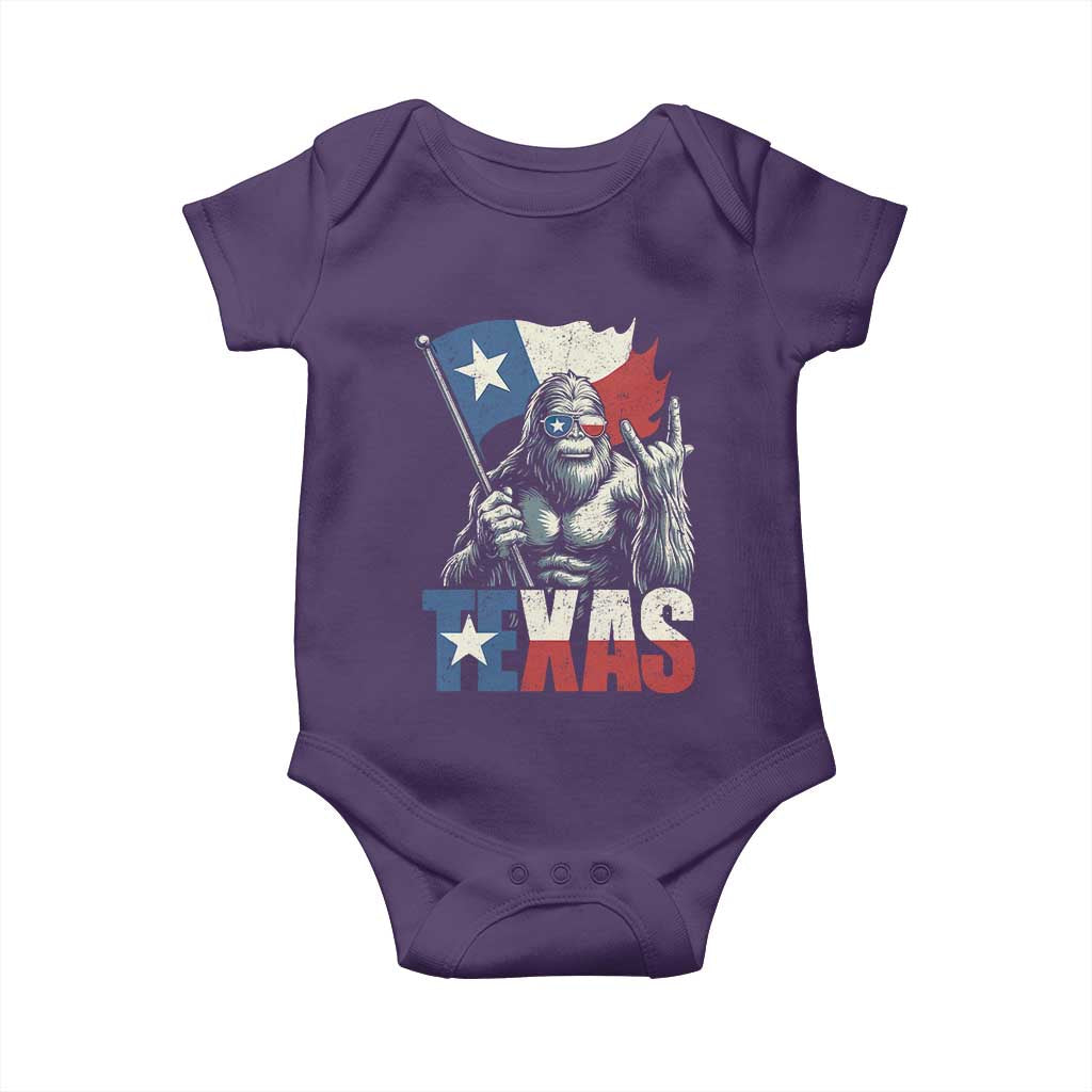 Bigfoot Texas Baby Onesie Sasquatch Loves Rock On Hand Texan Texas Flag - Wonder Print Shop