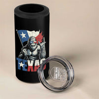 Bigfoot Texas 4 in 1 Can Cooler Tumbler Sasquatch Loves Rock On Hand Texan Texas Flag - Wonder Print Shop