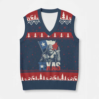 Bigfoot Texas V-Neck Knit Sweater Vest Sasquatch Loves Rock On Hand Texan Texas Flag - Wonder Print Shop
