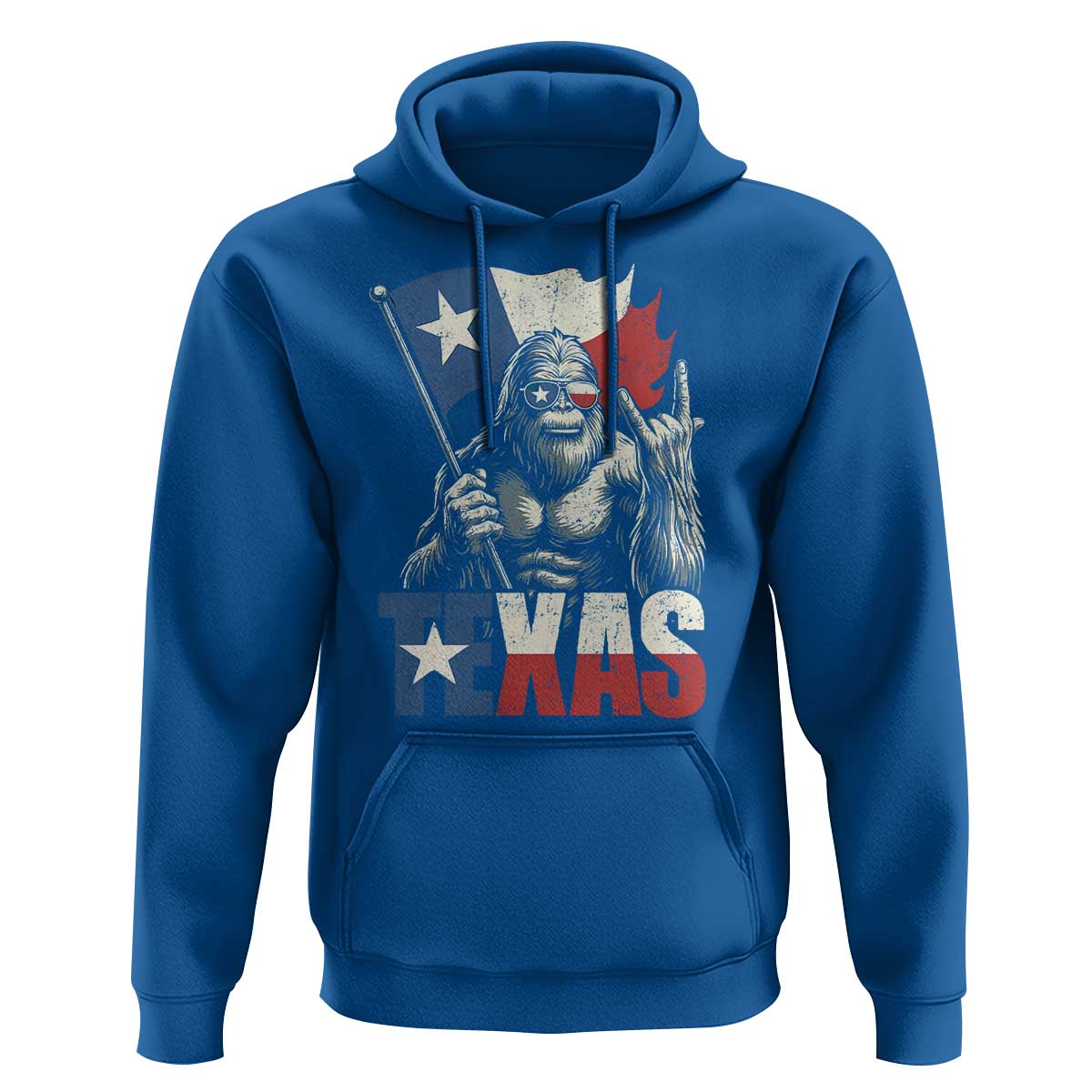 Bigfoot Texas Hoodie Sasquatch Loves Rock On Hand Texan Texas Flag - Wonder Print Shop