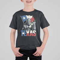 Bigfoot Texas T Shirt For Kid Sasquatch Loves Rock On Hand Texan Texas Flag - Wonder Print Shop