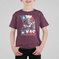 Bigfoot Texas T Shirt For Kid Sasquatch Loves Rock On Hand Texan Texas Flag - Wonder Print Shop