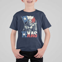 Bigfoot Texas T Shirt For Kid Sasquatch Loves Rock On Hand Texan Texas Flag - Wonder Print Shop