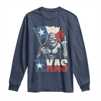 Bigfoot Texas Long Sleeve Shirt Sasquatch Loves Rock On Hand Texan Texas Flag - Wonder Print Shop