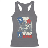 Bigfoot Texas Racerback Tank Top Sasquatch Loves Rock On Hand Texan Texas Flag - Wonder Print Shop