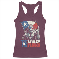 Bigfoot Texas Racerback Tank Top Sasquatch Loves Rock On Hand Texan Texas Flag - Wonder Print Shop