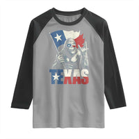 Bigfoot Texas Raglan Shirt Sasquatch Loves Rock On Hand Texan Texas Flag - Wonder Print Shop