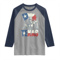Bigfoot Texas Raglan Shirt Sasquatch Loves Rock On Hand Texan Texas Flag - Wonder Print Shop