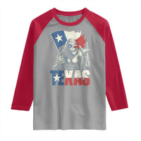 Bigfoot Texas Raglan Shirt Sasquatch Loves Rock On Hand Texan Texas Flag - Wonder Print Shop