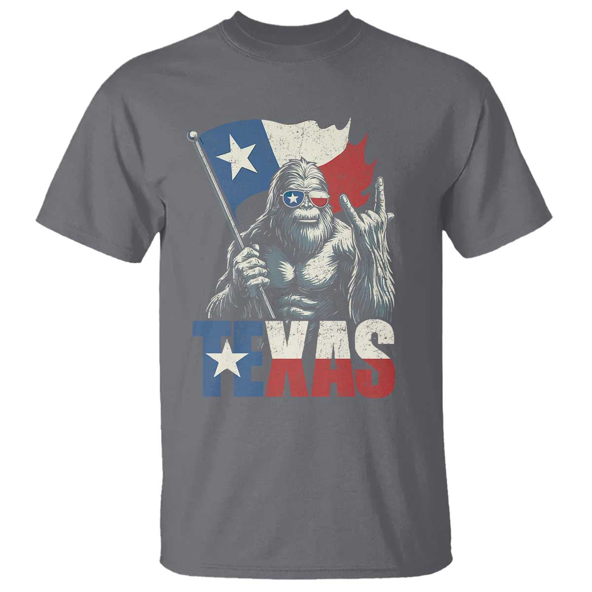Bigfoot Texas T Shirt Sasquatch Loves Rock On Hand Texan Texas Flag - Wonder Print Shop