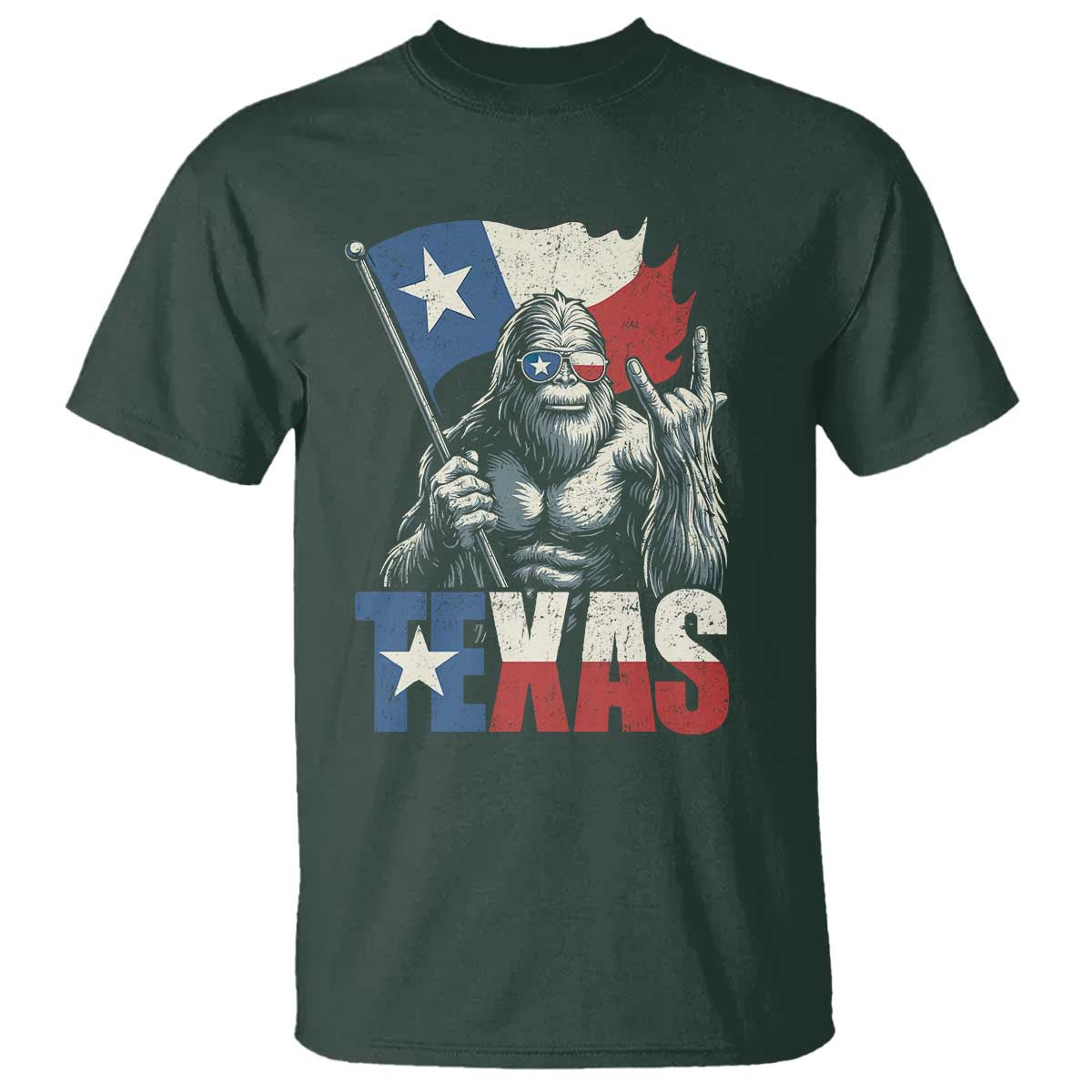 Bigfoot Texas T Shirt Sasquatch Loves Rock On Hand Texan Texas Flag - Wonder Print Shop