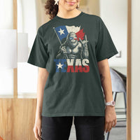 Bigfoot Texas T Shirt For Women Sasquatch Loves Rock On Hand Texan Texas Flag - Wonder Print Shop