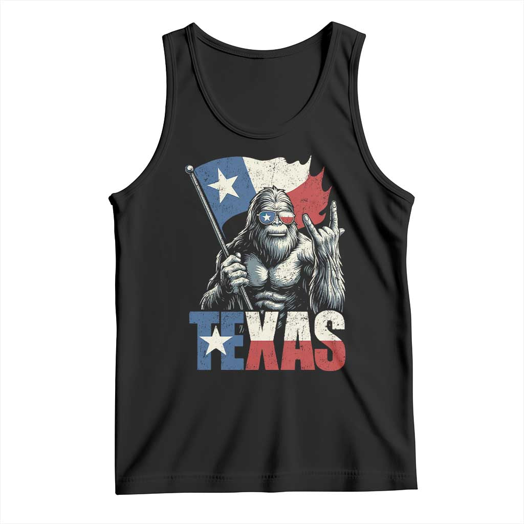 Bigfoot Texas Tank Top Sasquatch Loves Rock On Hand Texan Texas Flag - Wonder Print Shop