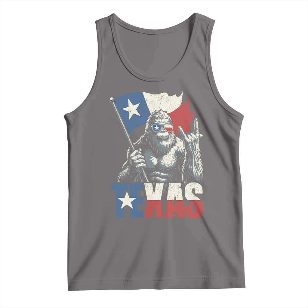Bigfoot Texas Tank Top Sasquatch Loves Rock On Hand Texan Texas Flag - Wonder Print Shop