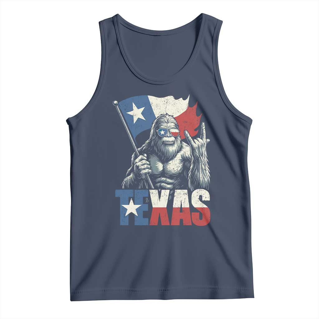 Bigfoot Texas Tank Top Sasquatch Loves Rock On Hand Texan Texas Flag - Wonder Print Shop
