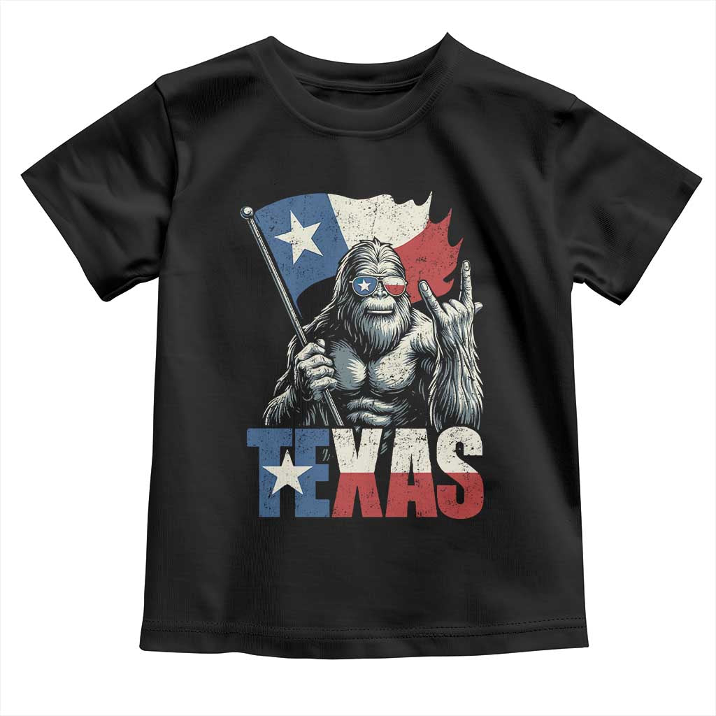 Bigfoot Texas Toddler T Shirt Sasquatch Loves Rock On Hand Texan Texas Flag - Wonder Print Shop