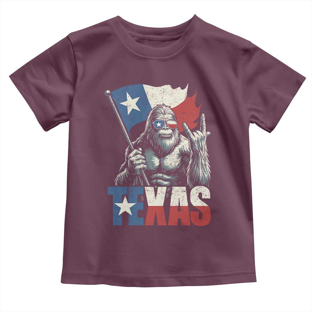 Bigfoot Texas Toddler T Shirt Sasquatch Loves Rock On Hand Texan Texas Flag - Wonder Print Shop