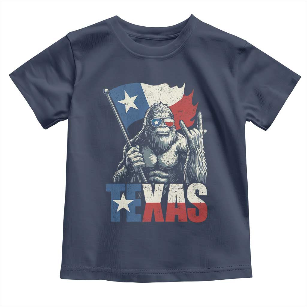Bigfoot Texas Toddler T Shirt Sasquatch Loves Rock On Hand Texan Texas Flag - Wonder Print Shop
