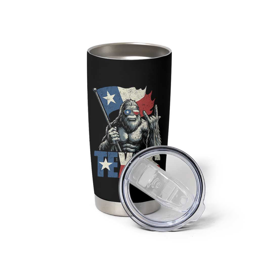 Bigfoot Texas Tumbler Cup Sasquatch Loves Rock On Hand Texan Texas Flag - Wonder Print Shop