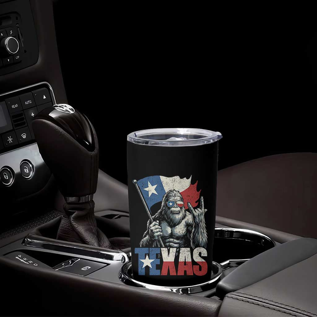 Bigfoot Texas Tumbler Cup Sasquatch Loves Rock On Hand Texan Texas Flag - Wonder Print Shop
