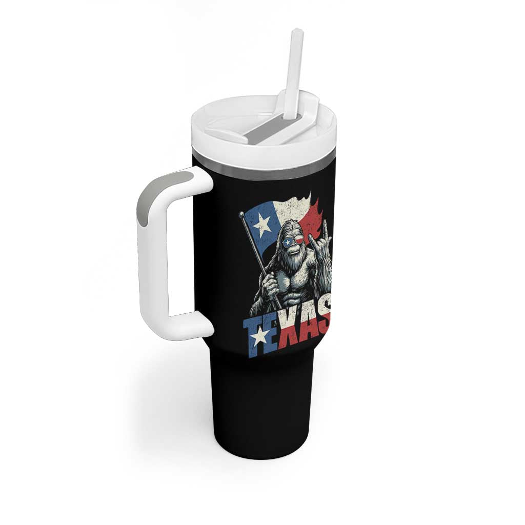 Bigfoot Texas Tumbler With Handle Sasquatch Loves Rock On Hand Texan Texas Flag - Wonder Print Shop
