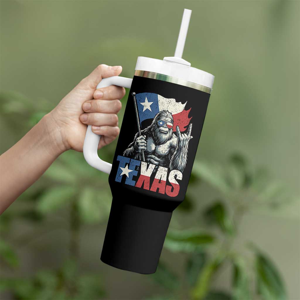 Bigfoot Texas Tumbler With Handle Sasquatch Loves Rock On Hand Texan Texas Flag - Wonder Print Shop