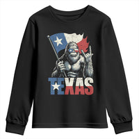 Bigfoot Texas Youth Sweatshirt Sasquatch Loves Rock On Hand Texan Texas Flag - Wonder Print Shop