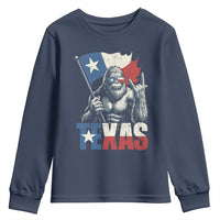 Bigfoot Texas Youth Sweatshirt Sasquatch Loves Rock On Hand Texan Texas Flag - Wonder Print Shop