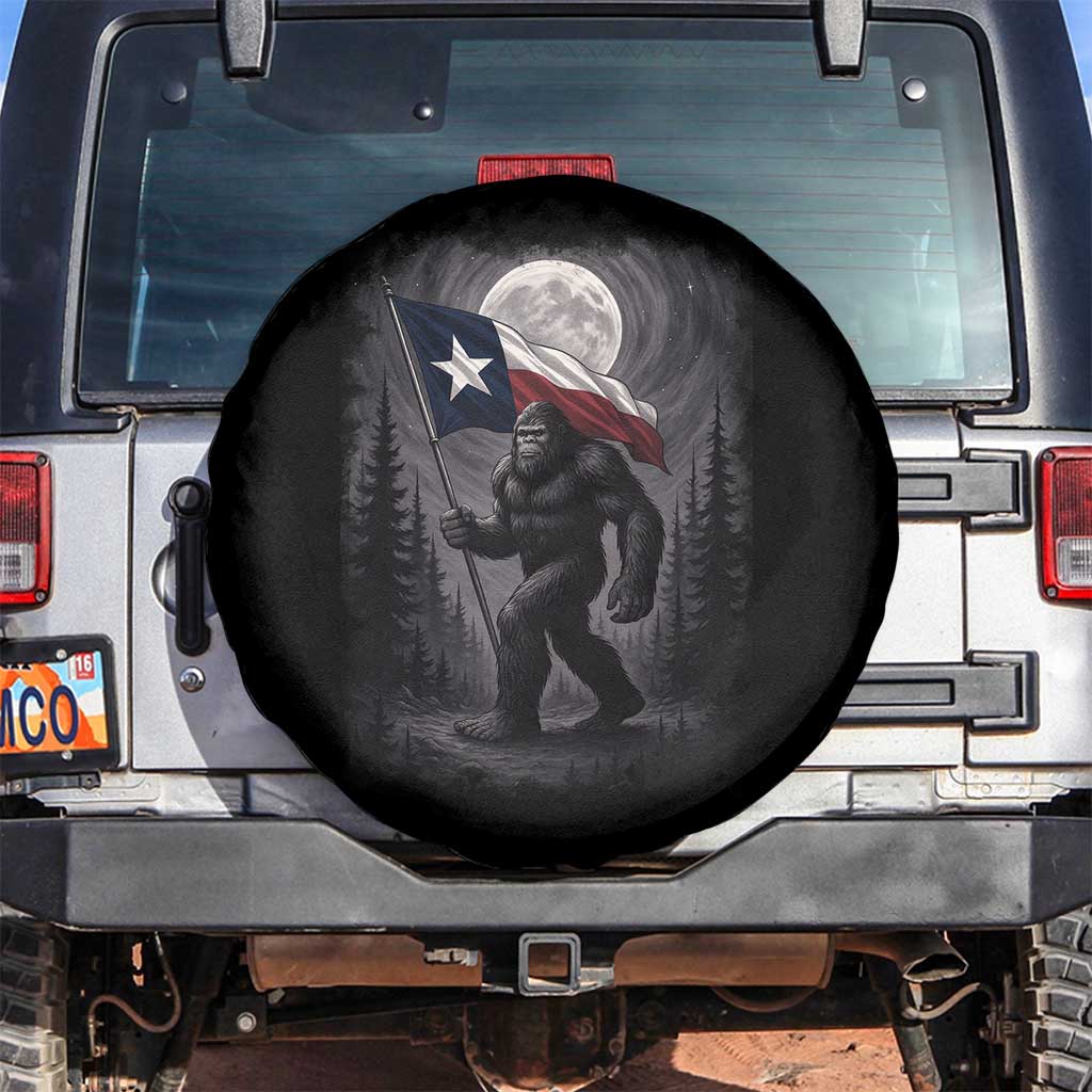 Bigfoot Texas Spare Tire Cover Forest Sasquatch Loves Rock On Hand Texas Flag - Wonder Print Shop
