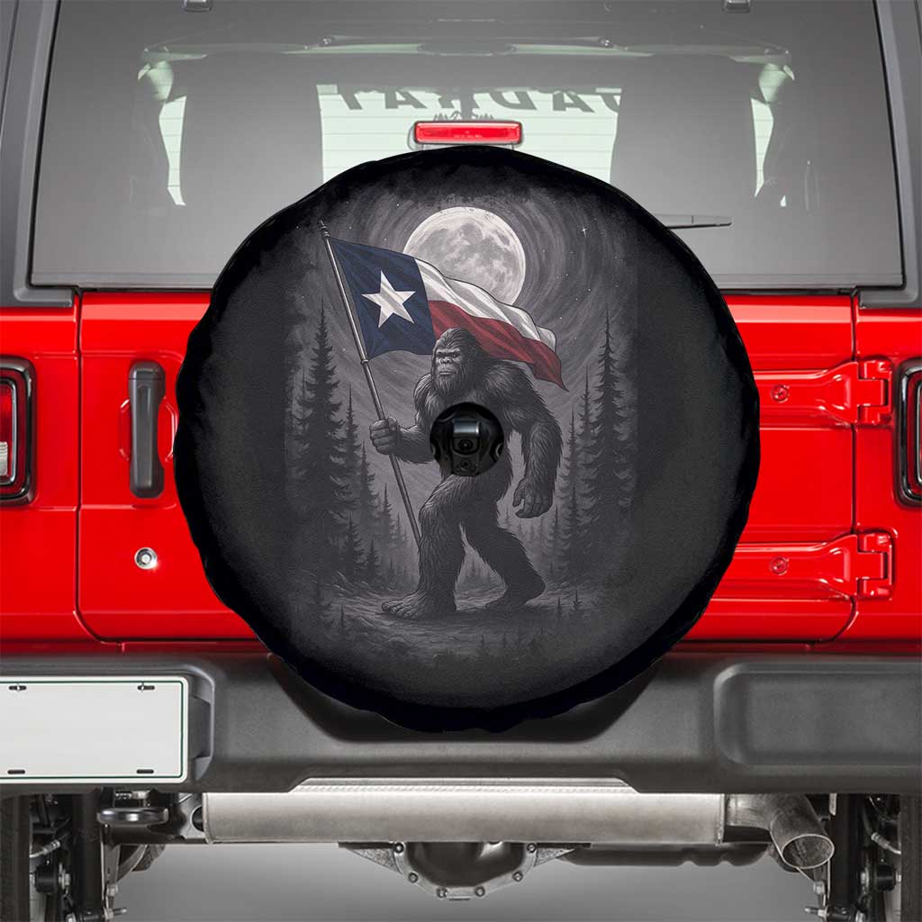 Bigfoot Texas Spare Tire Cover Forest Sasquatch Loves Rock On Hand Texas Flag - Wonder Print Shop