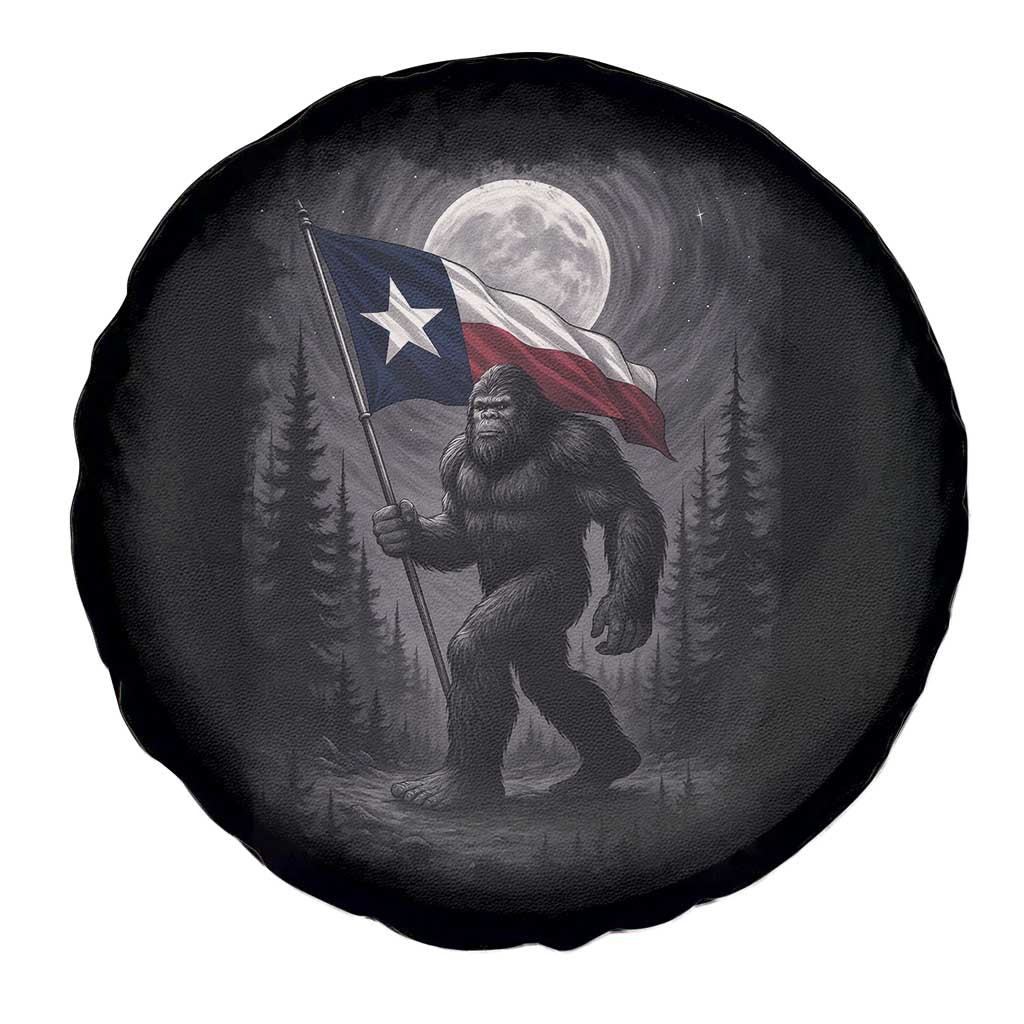 Bigfoot Texas Spare Tire Cover Forest Sasquatch Loves Rock On Hand Texas Flag - Wonder Print Shop