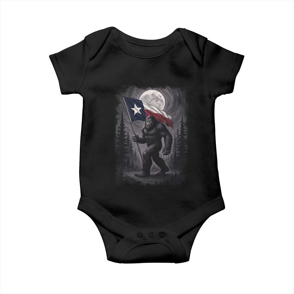 Bigfoot Texas Baby Onesie Forest Sasquatch Loves Rock On Hand Texas Flag - Wonder Print Shop