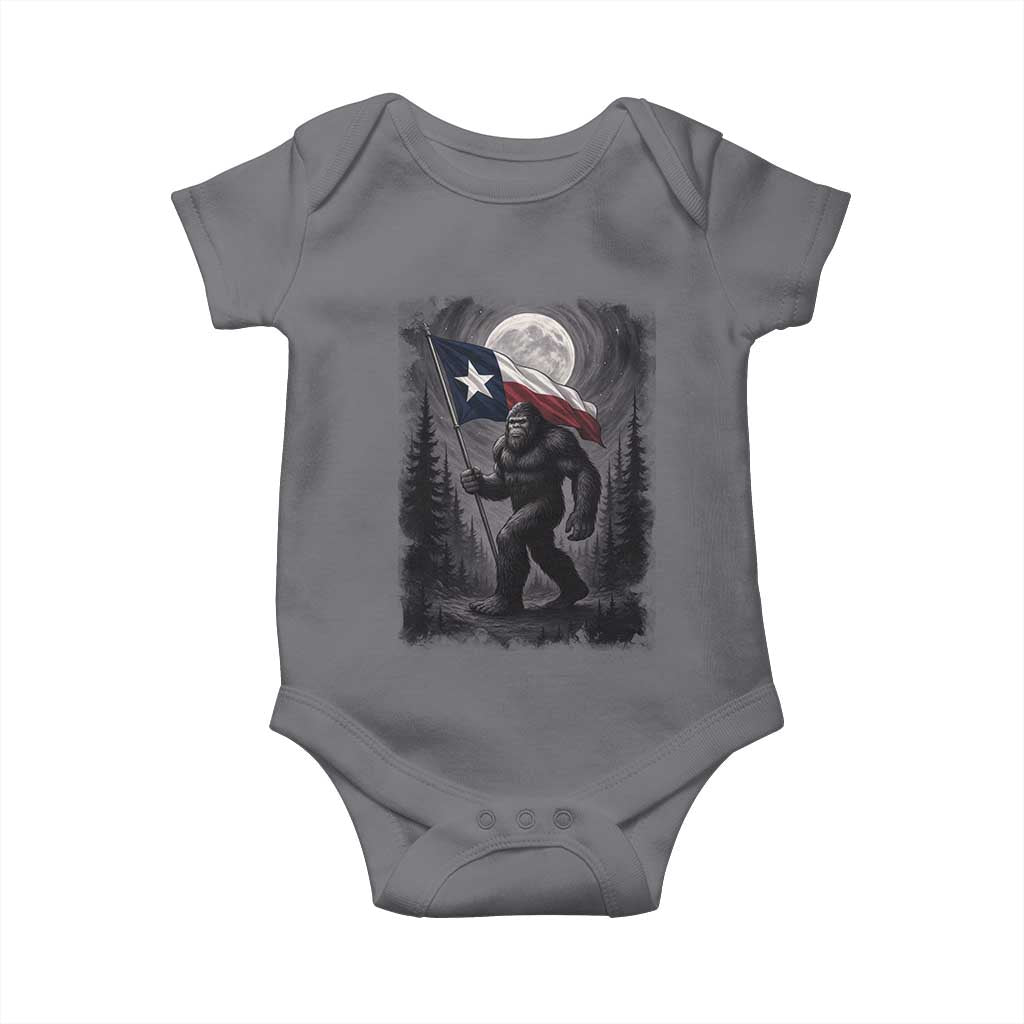 Bigfoot Texas Baby Onesie Forest Sasquatch Loves Rock On Hand Texas Flag - Wonder Print Shop