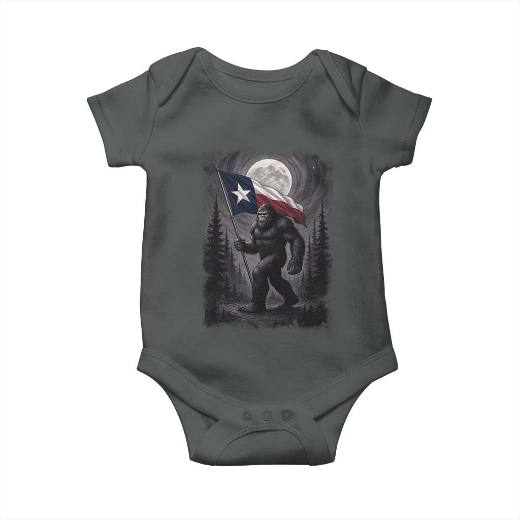 Bigfoot Texas Baby Onesie Forest Sasquatch Loves Rock On Hand Texas Flag - Wonder Print Shop