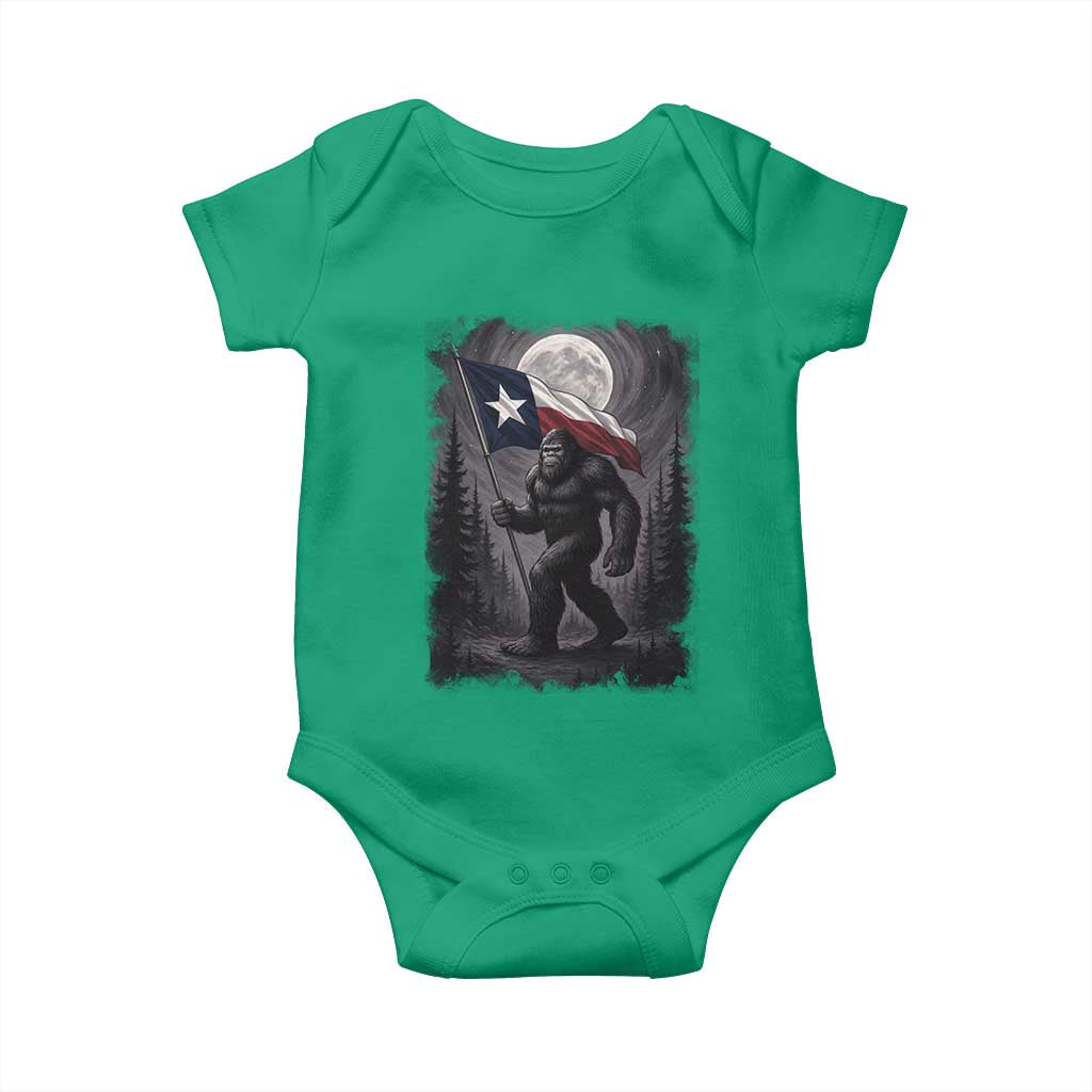 Bigfoot Texas Baby Onesie Forest Sasquatch Loves Rock On Hand Texas Flag - Wonder Print Shop