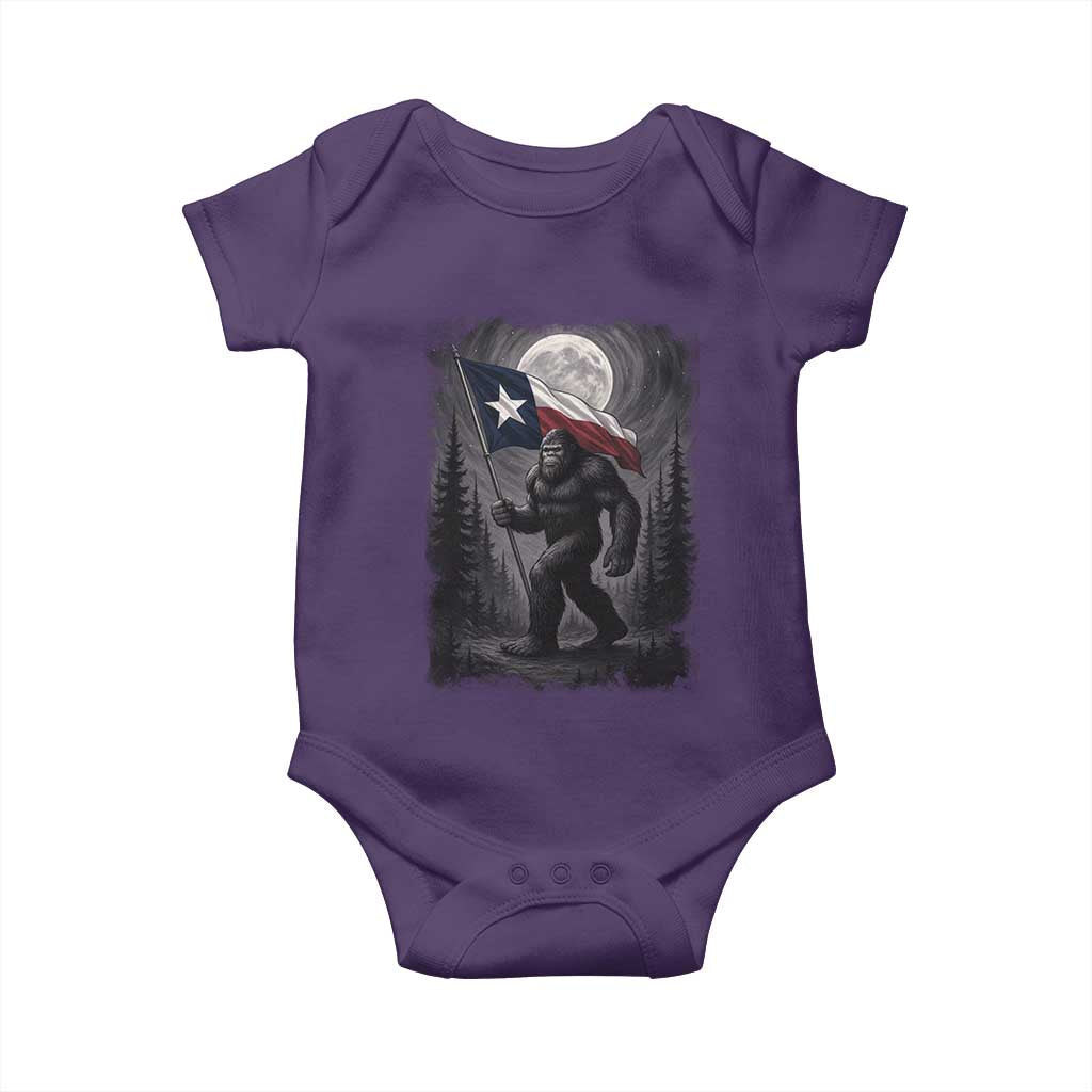 Bigfoot Texas Baby Onesie Forest Sasquatch Loves Rock On Hand Texas Flag - Wonder Print Shop