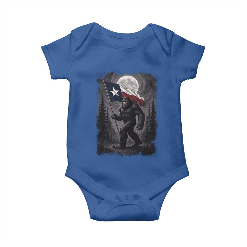 Bigfoot Texas Baby Onesie Forest Sasquatch Loves Rock On Hand Texas Flag - Wonder Print Shop