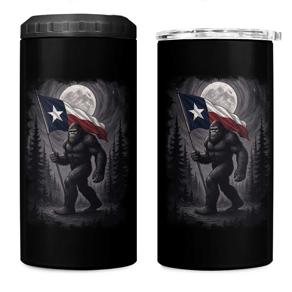 Bigfoot Texas 4 in 1 Can Cooler Tumbler Forest Sasquatch Loves Rock On Hand Texas Flag - Wonder Print Shop