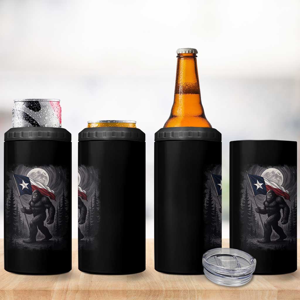 Bigfoot Texas 4 in 1 Can Cooler Tumbler Forest Sasquatch Loves Rock On Hand Texas Flag - Wonder Print Shop