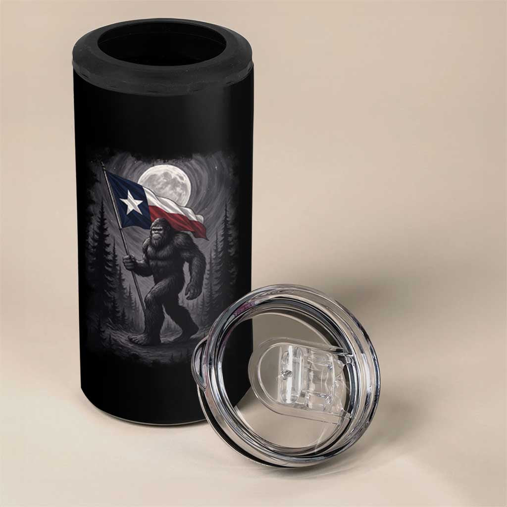 Bigfoot Texas 4 in 1 Can Cooler Tumbler Forest Sasquatch Loves Rock On Hand Texas Flag - Wonder Print Shop