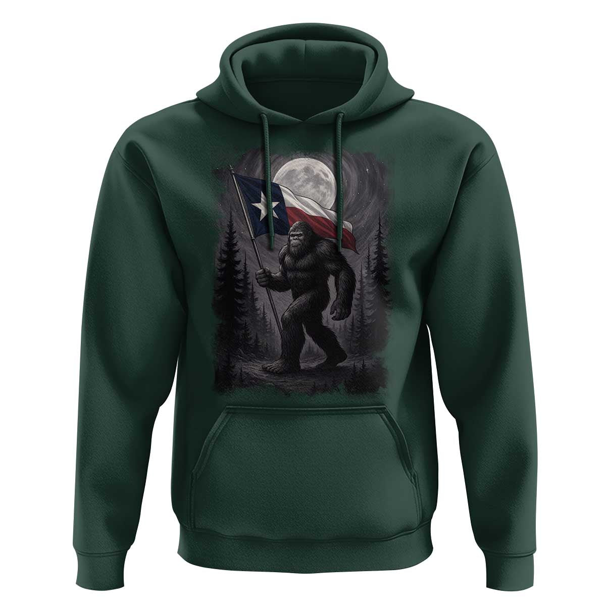 Bigfoot Texas Hoodie Forest Sasquatch Loves Rock On Hand Texas Flag - Wonder Print Shop
