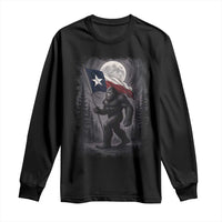 Bigfoot Texas Long Sleeve Shirt Forest Sasquatch Loves Rock On Hand Texas Flag - Wonder Print Shop