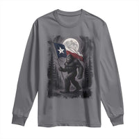Bigfoot Texas Long Sleeve Shirt Forest Sasquatch Loves Rock On Hand Texas Flag - Wonder Print Shop