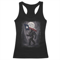 Bigfoot Texas Racerback Tank Top Forest Sasquatch Loves Rock On Hand Texas Flag - Wonder Print Shop